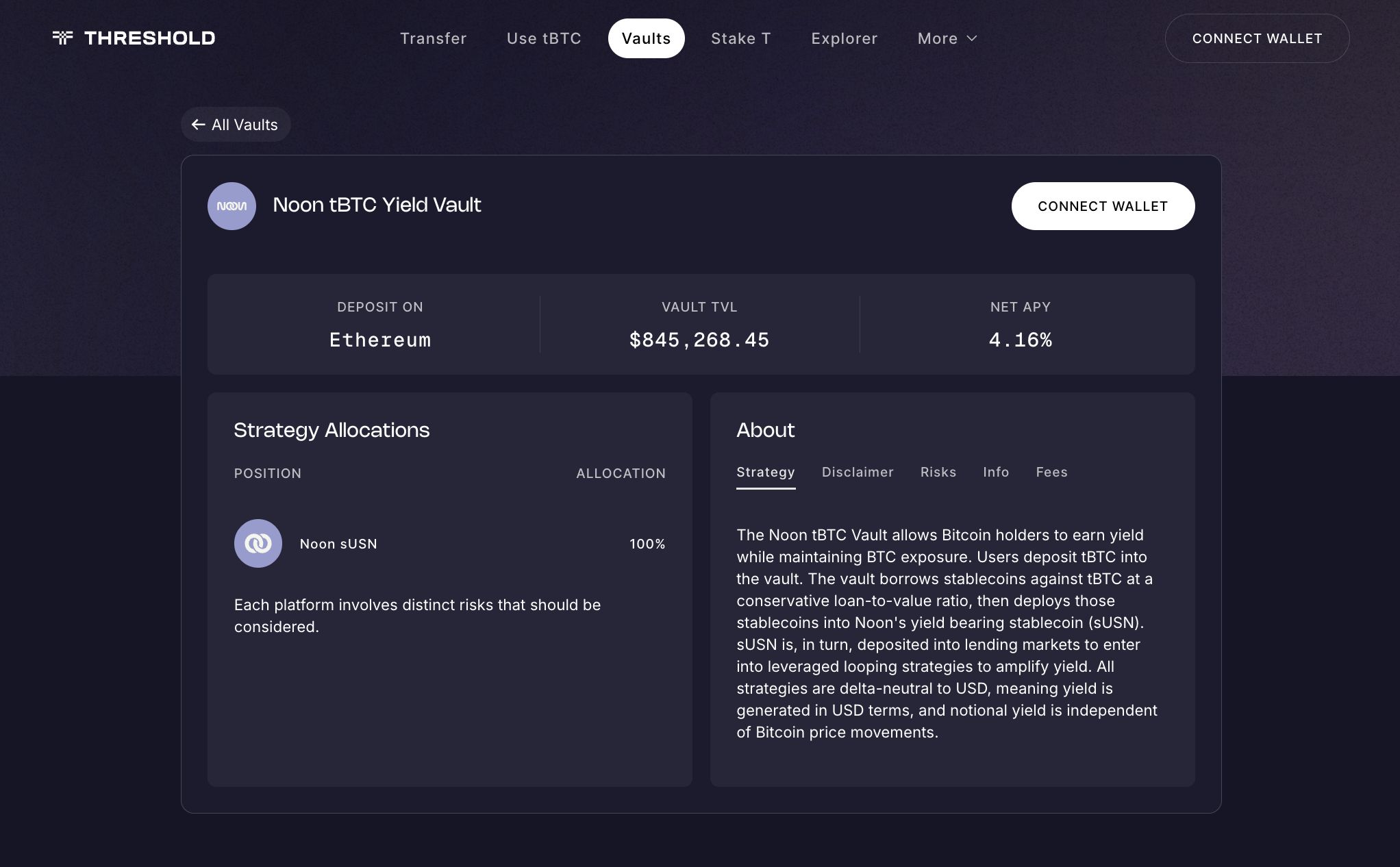 tBTC x Noon: BTC Yield Vault on Ethereum Network